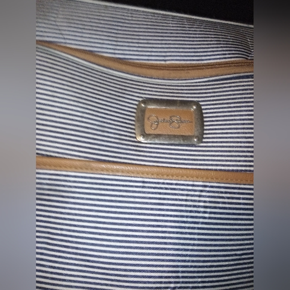 Striped Blue and Brown Jessica Simpson Large Luggage Bag